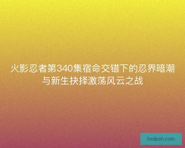 火影忍者第340集宿命交错下的忍界暗潮与新生抉择激荡风云之战