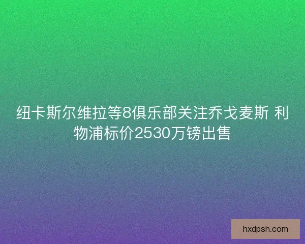 纽卡斯尔维拉等8俱乐部关注乔戈麦斯 利物浦标价2530万镑出售